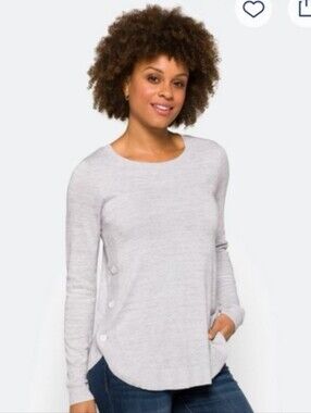 Lety & Me December Side Button Detail Pullover- M